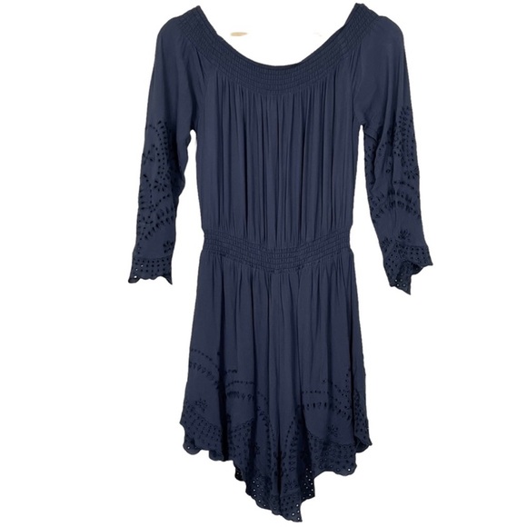 ASTR the Label Sofia Long Sleeve Eyelet Smocked Romper - Picture 7 of 8